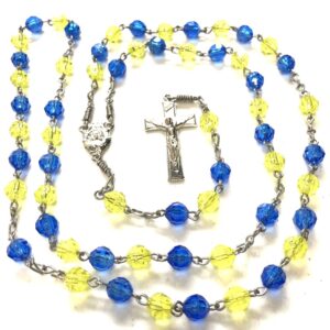 Handmade Blue Yellow Rosary Catholic Gift