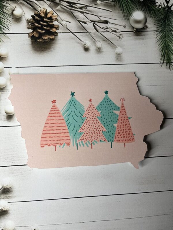 Iowa pink Christmas greeting card