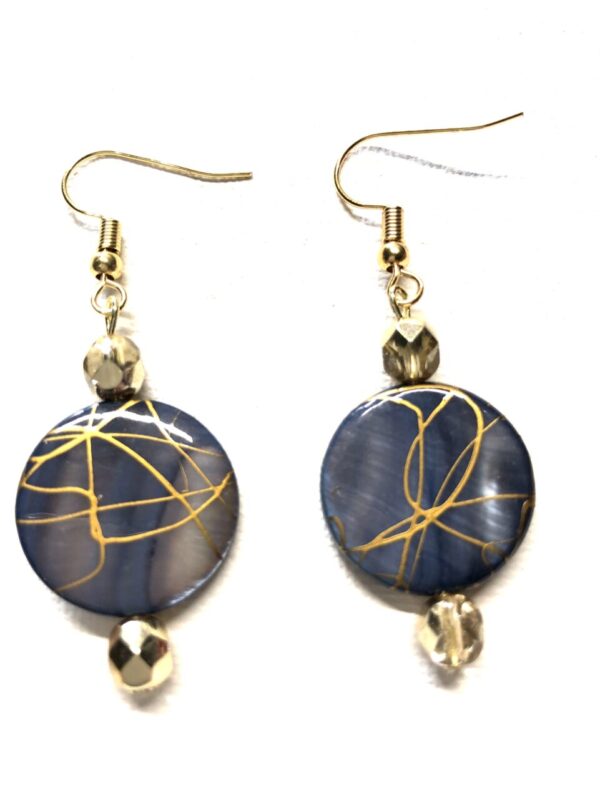 Handmade Blue & Gold Color Shell Earrings Women Gift