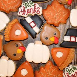 Pre-Order: 1 Dozen Decorated Mini Sugar Cookies – Thanksgiving Themed