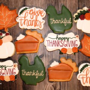 Pre-Order: 1 Dozen Decorated Sugar Cookies – Thanksgiving Themed