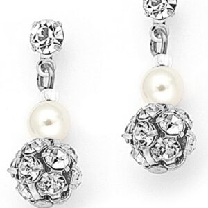 Dainty Clip Bridal Earrings with Pearl & Rhinestone Fireball