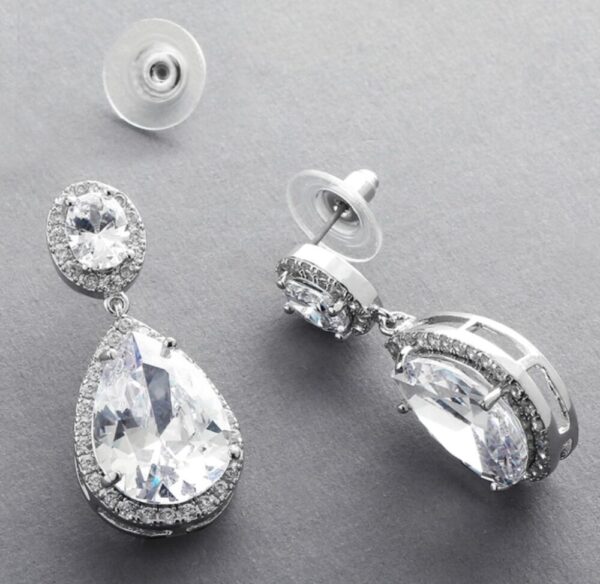 Beautiful CZ Pear-shaped Drop Bridal Earrings – Pierced