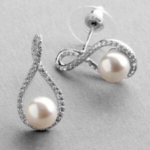 Eternity Symbol Cubic Zirconia Wedding Earrings with Pearl