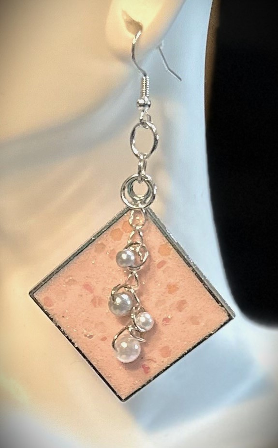 Pink and Pearl Diamond Drop Earrings