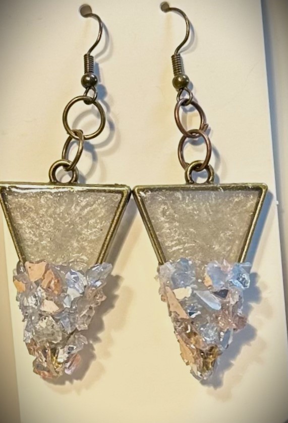 Cut Stone Embellished Drop Earrings
