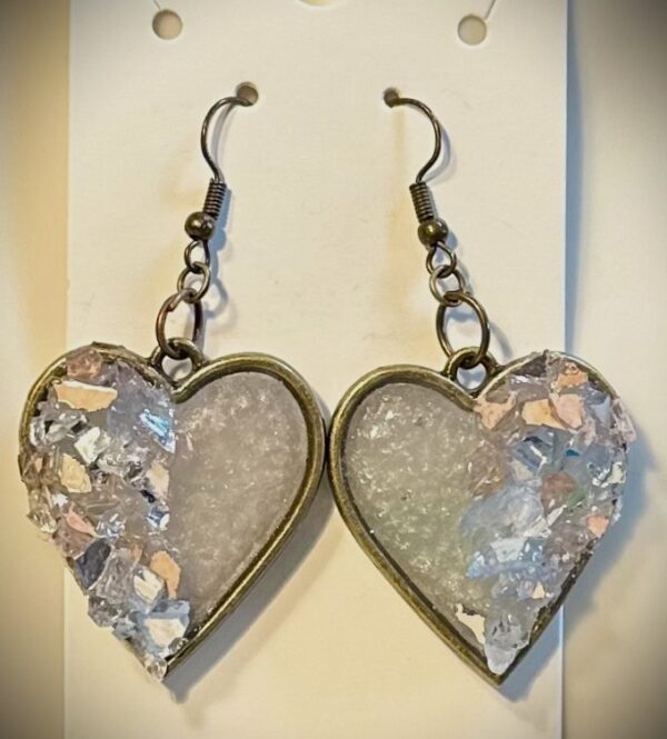 Cut Glass Heart Drop Earrings