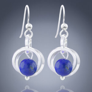 Royal Blue Lapis Lazuli Real Gemstone Simple Handmade Dangle Earrings in Argentium Sterling Silver