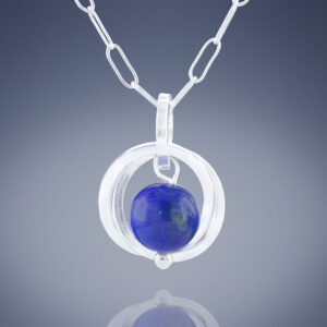 Royal Blue Lapis Lazuli Natural Gemstone Simple Pendant Necklace in Sterling Silver