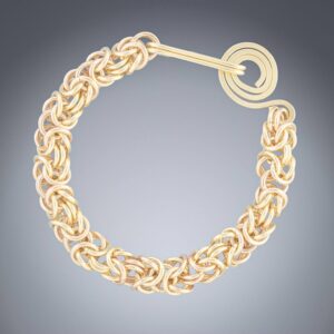 Handwoven Chunky Byzantine Bracelet in a Mix of 14K Yellow and Rose Gold Fill