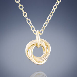 14K Yellow Gold Fill Dainty Round Love Knot Pendant Necklace  in 18″ or 20″ Lengths