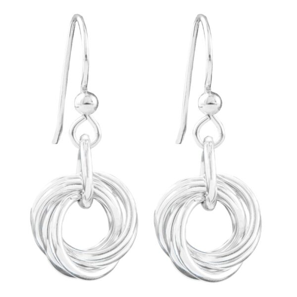 AS SEEN ON LAW AND ORDER: SVU – Dainty Drop Round Love Knot Dangle Earrings in Silver