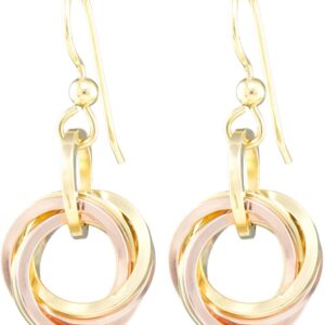 Mixed 14K Yellow and Rose Gold Fill Classic Love Knot Dangle Earrings