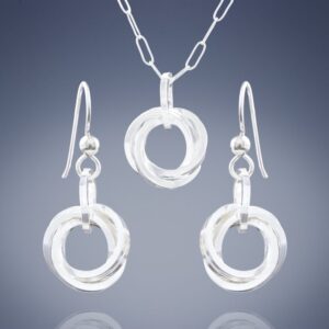 Classic Love Knot Jewelry Gift Set with Earrings and Pendant Necklace in Argentium Sterling Silver