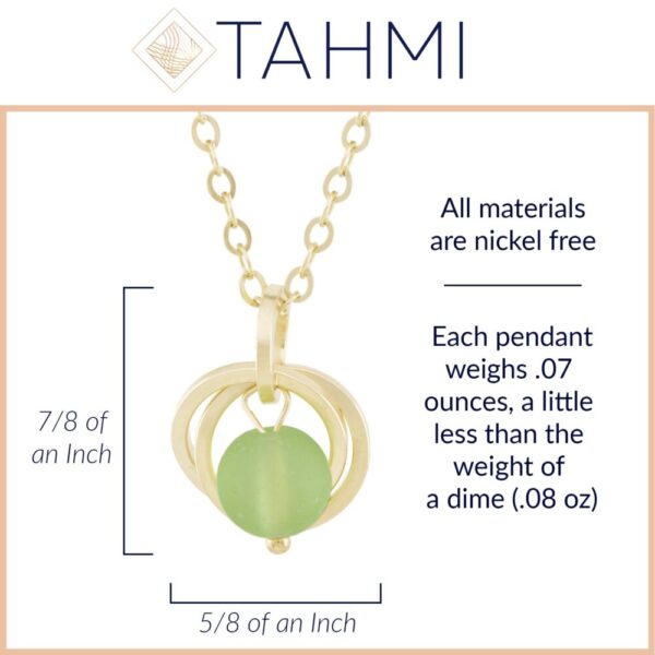 Light Pastel Sage Green Round Recycled Glass Ball Simple Pendant Necklace in 14K Yellow Gold Fill