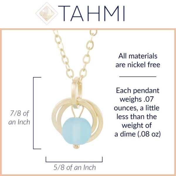 Light Baby Blue Round Recycled Glass Ball Simple Pendant Necklace in 14K Yellow Gold Fill
