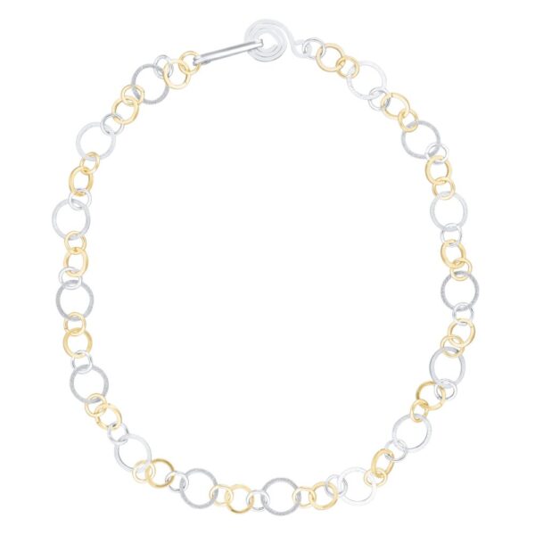 Handcrafted Two Tone Open Link Chain Necklace in Sterling Silver and 14K Gold Fill