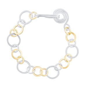 Handcrafted Two Tone Open Link Chain Bracelet in Sterling Silver and 14K Gold Fill