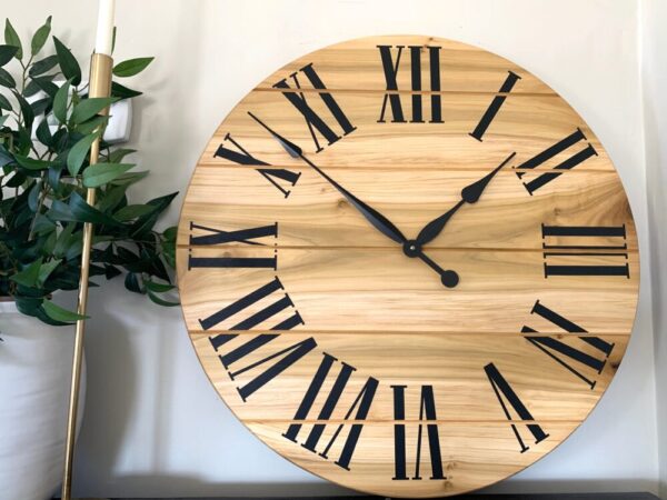 Large 26″ Solid Poplar Hardwood Farmhouse Wall Clock (in stock)