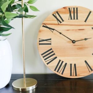 Flat Sawn 18″ Sycamore Hardwood Wall Clock (in stock)