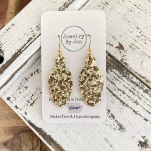 Shop Iowa Holiday Light Bulb Earrings: Gold Glitter Holiday Light Bulb Earrings: Gold Glitter