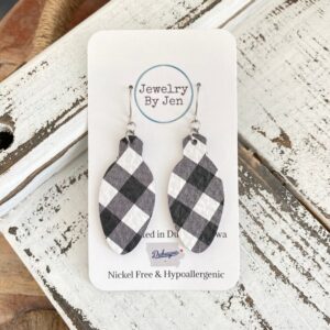 Shop Iowa Holiday Light Bulb Earrings: Black & White Plaid Holiday Light Bulb Earrings: Black & White Plaid
