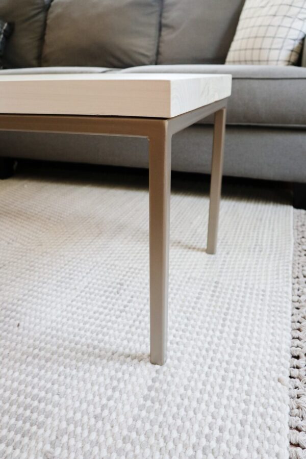 Modern White Maple Coffee Table with Gold Metal Base (in stock)