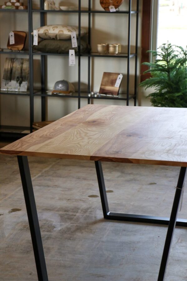 Modern Ash Dining Table with Black Steel Tapered Legs (in stock)