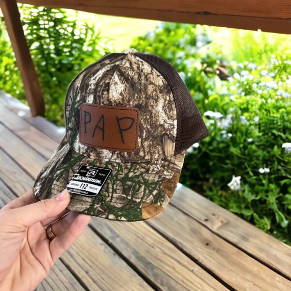 Personalized Handwritten {Richardson 112} Leather Patch Hat | Fathers Day Gift | Child’s Handwriting Hat | Personalzied Grandpa Gift