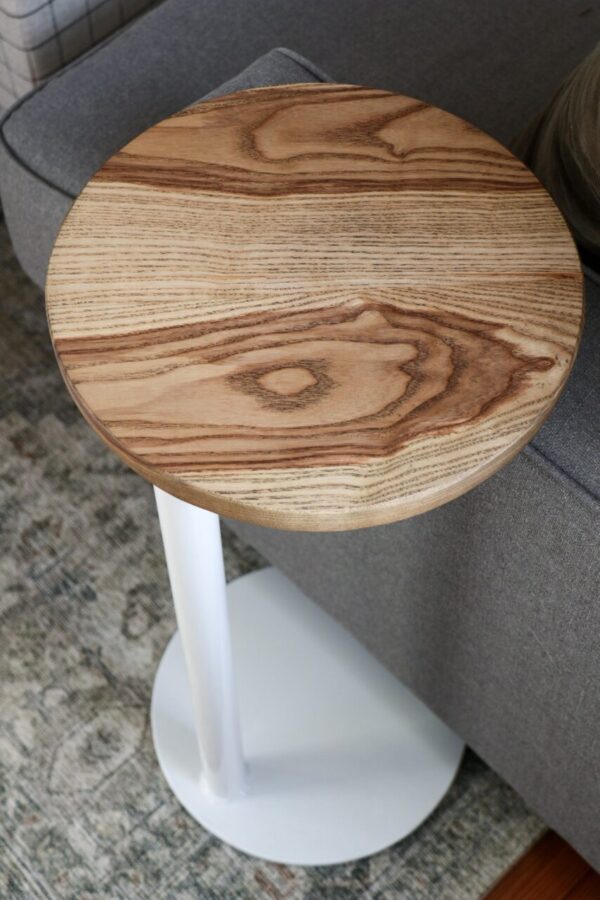 Medium Ash with Walnut Stain Round Industrial Side Table
