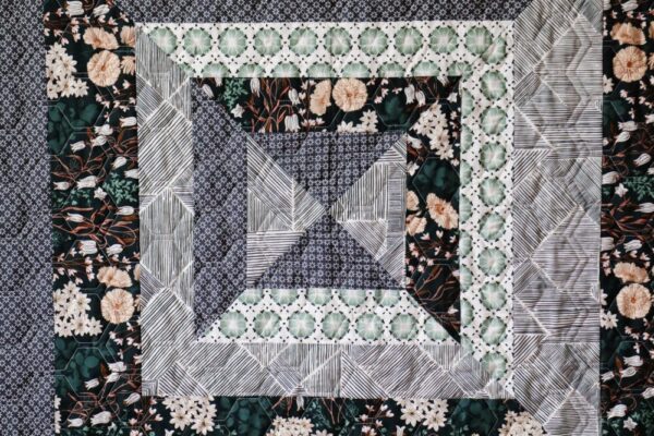 Modern Handmade Baby Quilt – Blue Floral Squares #1
