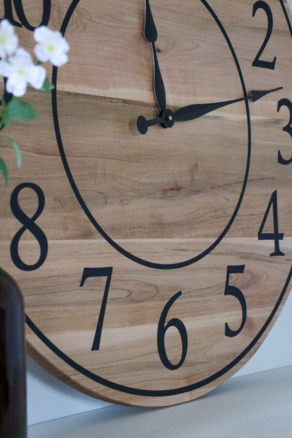 30″ Large Solid Soft Maple Wood Clock with Black Roman Numerals (in stock)