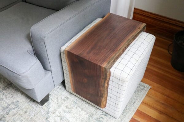 Live Edge Walnut Ottoman Foot Stool Table for 19″ Ottoman (in stock)