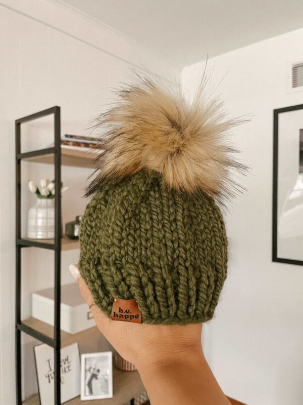 0-3 month Baby Solid Knit Pom Hat | Cilantro Green