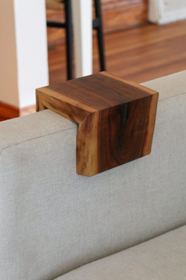 Live Edge 4″ Walnut Wood Armrest Table, Coffee Table, Living Room Table (in stock) #367