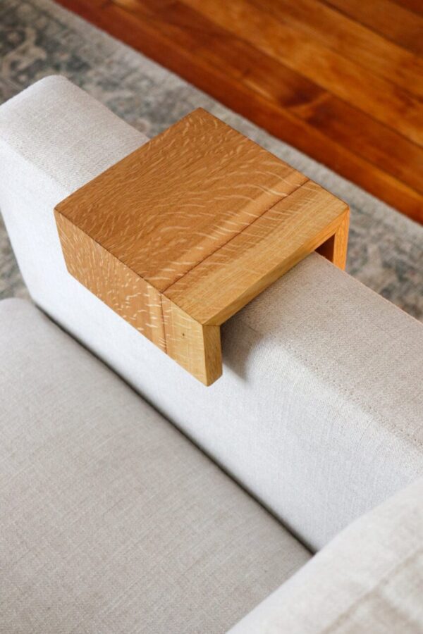 5″ Quartersawn White Oak Wood Armrest Table, Coffee Table, Living Room Table (in stock)