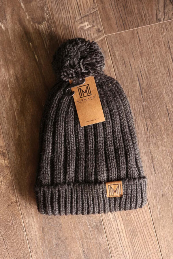 Charcoal Sherpa Lined Cable Knit Beanie
