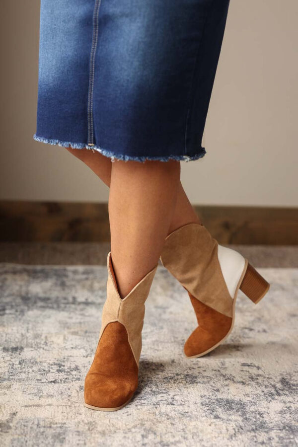 Chestnut Colorblock Suede Ankle Boot • 10