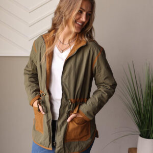 Olive Quilted Drawstring Jacket • S, M