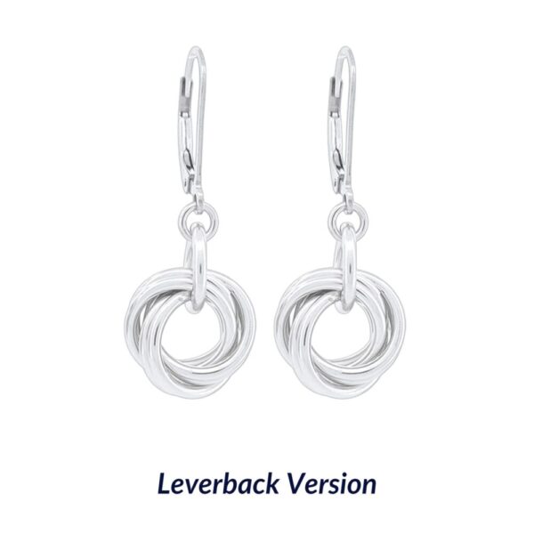 AS SEEN ON LAW AND ORDER: SVU – Dainty Drop Round Love Knot Dangle Earrings in Silver