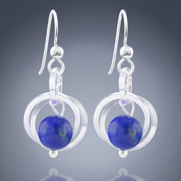 Royal Blue Lapis Lazuli Real Gemstone Simple Handmade Dangle Earrings in Argentium Sterling Silver