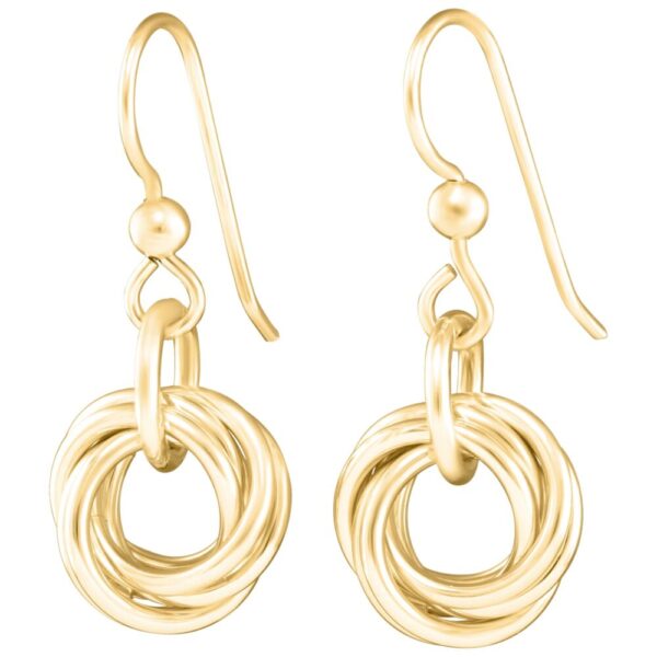 Round 14K Yellow Gold Fill Love Knot Drop and Dangle Earrings