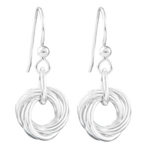 AS SEEN ON LAW AND ORDER: SVU – Dainty Drop Round Love Knot Dangle Earrings in Silver