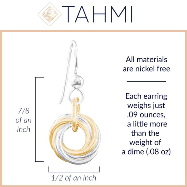 Two Tone Dainty Round Love Knot Dangle Earrings in Sterling Silver and 14K Yellow Gold Fill