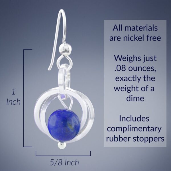 Royal Blue Lapis Lazuli Real Gemstone Simple Handmade Dangle Earrings in Argentium Sterling Silver