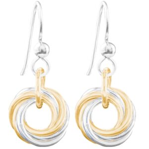Shop Iowa Dainty Two Tone Love Knot Earrings in Argentium Silver & 14K Gold Fill Dainty Two Tone Love Knot Earrings in Argentium Silver & 14K Gold Fill