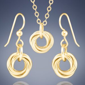 AS SEEN IN The Order: 14K Gold-Filled Love Knot Jewelry Set – Necklace & Earrings