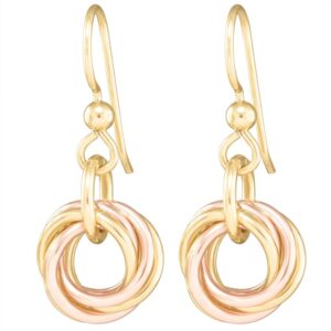 14K Yellow & Rose Gold Fill Love Knot Drop Earrings