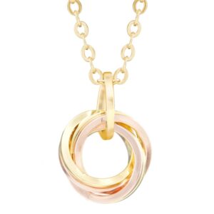 Mixed 14K Yellow and Rose Gold Fill Classic Love Knot Pendant Necklace – 18″ or 20″ Chain Included