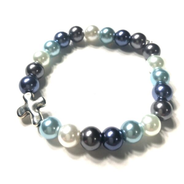Handmade Women’s Blue Cross Stretch Bracelet